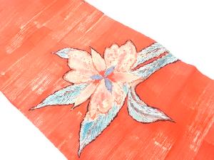 作家物　塩瀬手描き大花模様名古屋帯